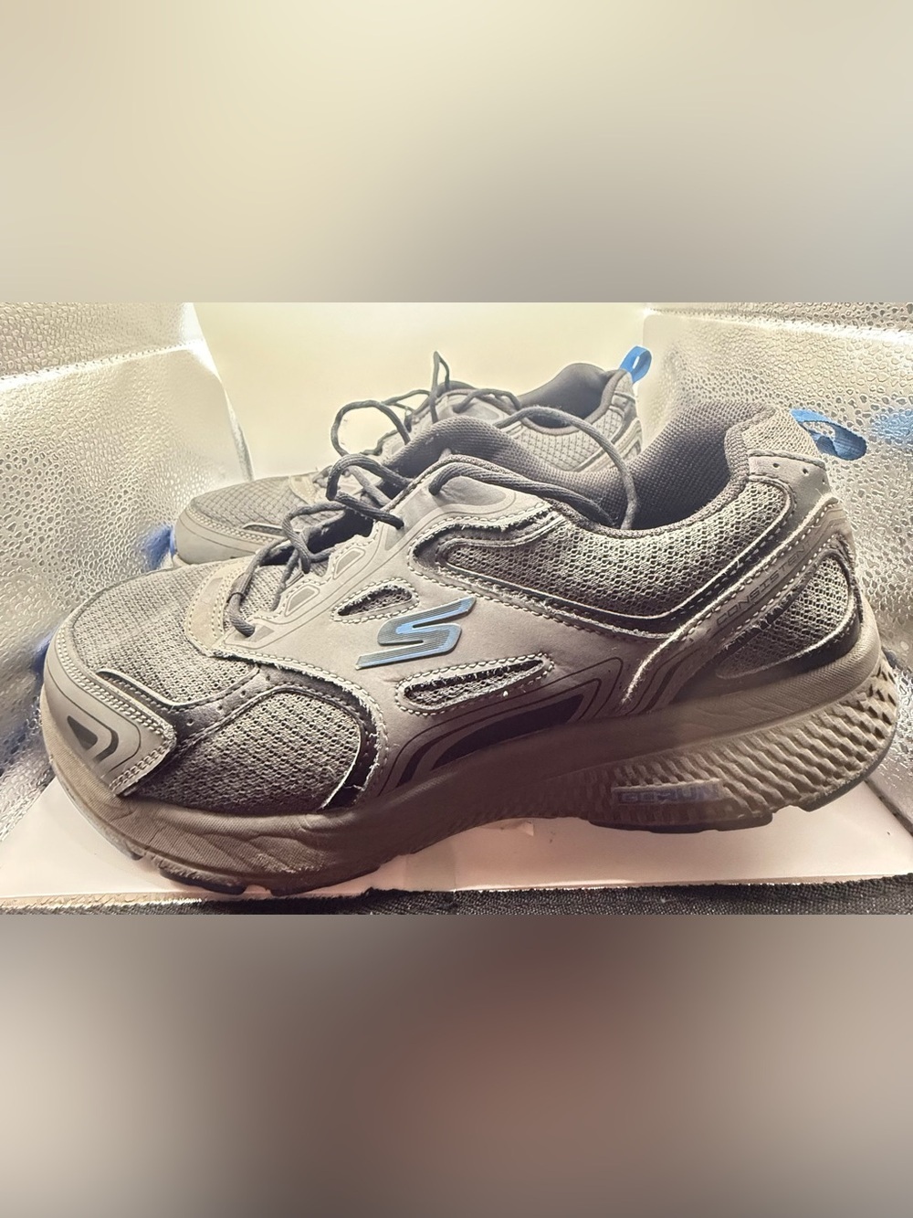 Skechers Kids Gray Sneakers with Blue Logo Accent